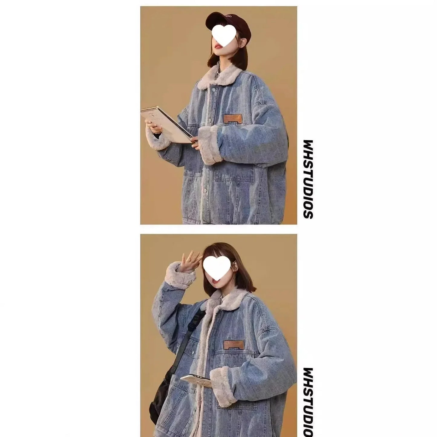 Women's Denim Cotton Padded Jacket™ Lambs Wool Fleece Lined Thickened Fit Warm Padded Jacket