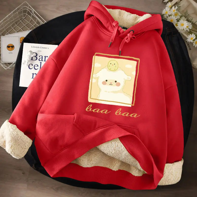 Women's Lamb Wool Pullovers™ Velvet Cartoon Hoodies