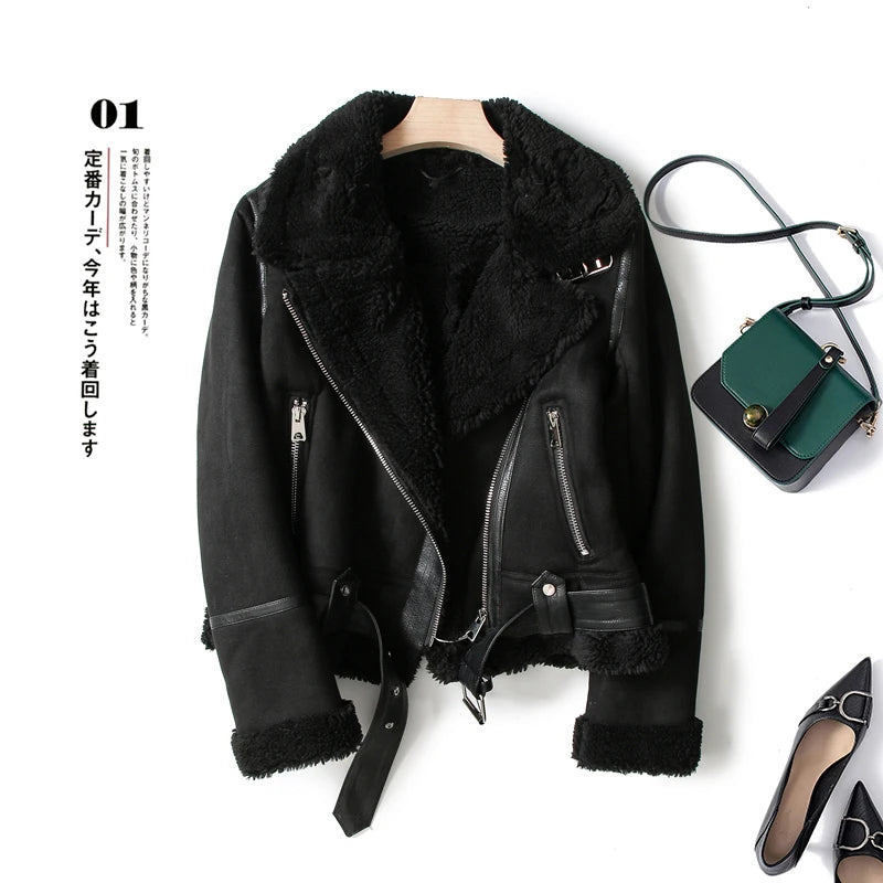 ZACK RAIN Women's Jacket™ Vintage Fur Integrated Lapel Long Sleeves Jackets