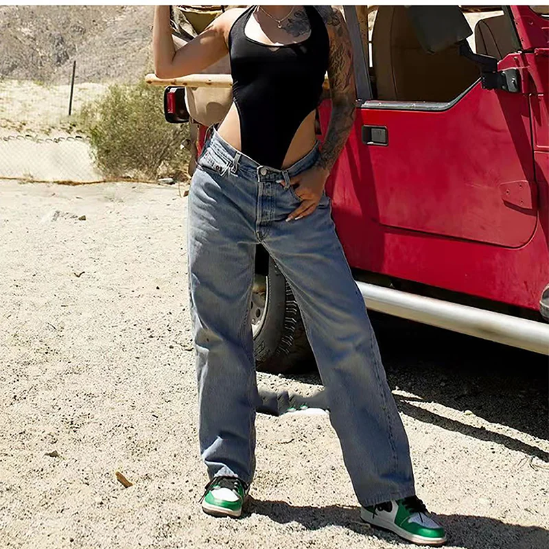 Women's Jeans™ Wide Leg Baggy Vintage Punk Low Rise Waist Loose Denim Pants