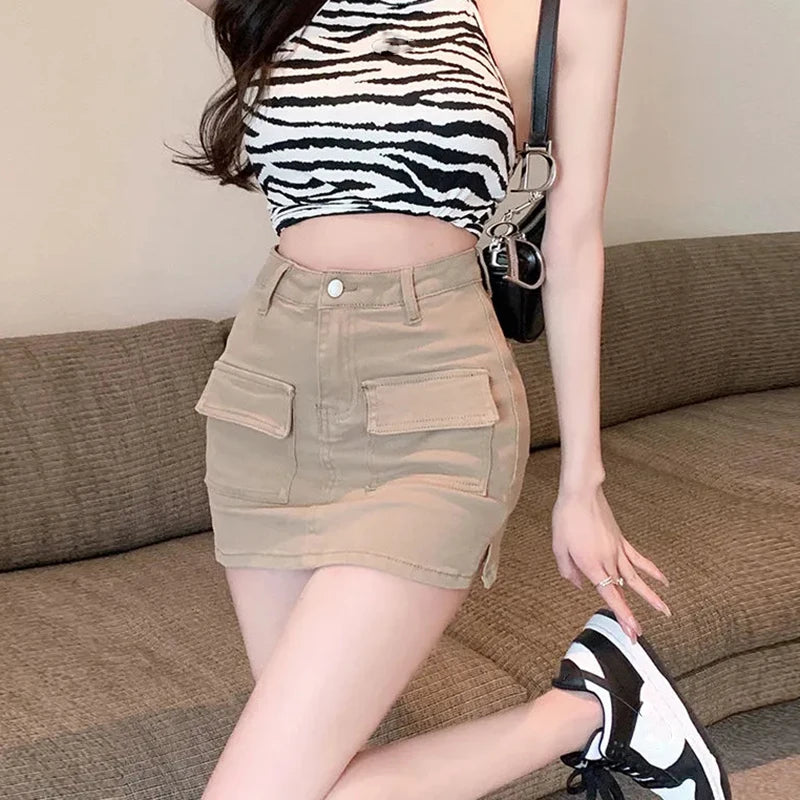 Women's Denim Short Skirt™ Summer Slim High Waist Wrap Hip Mini Pockets Short Skirt