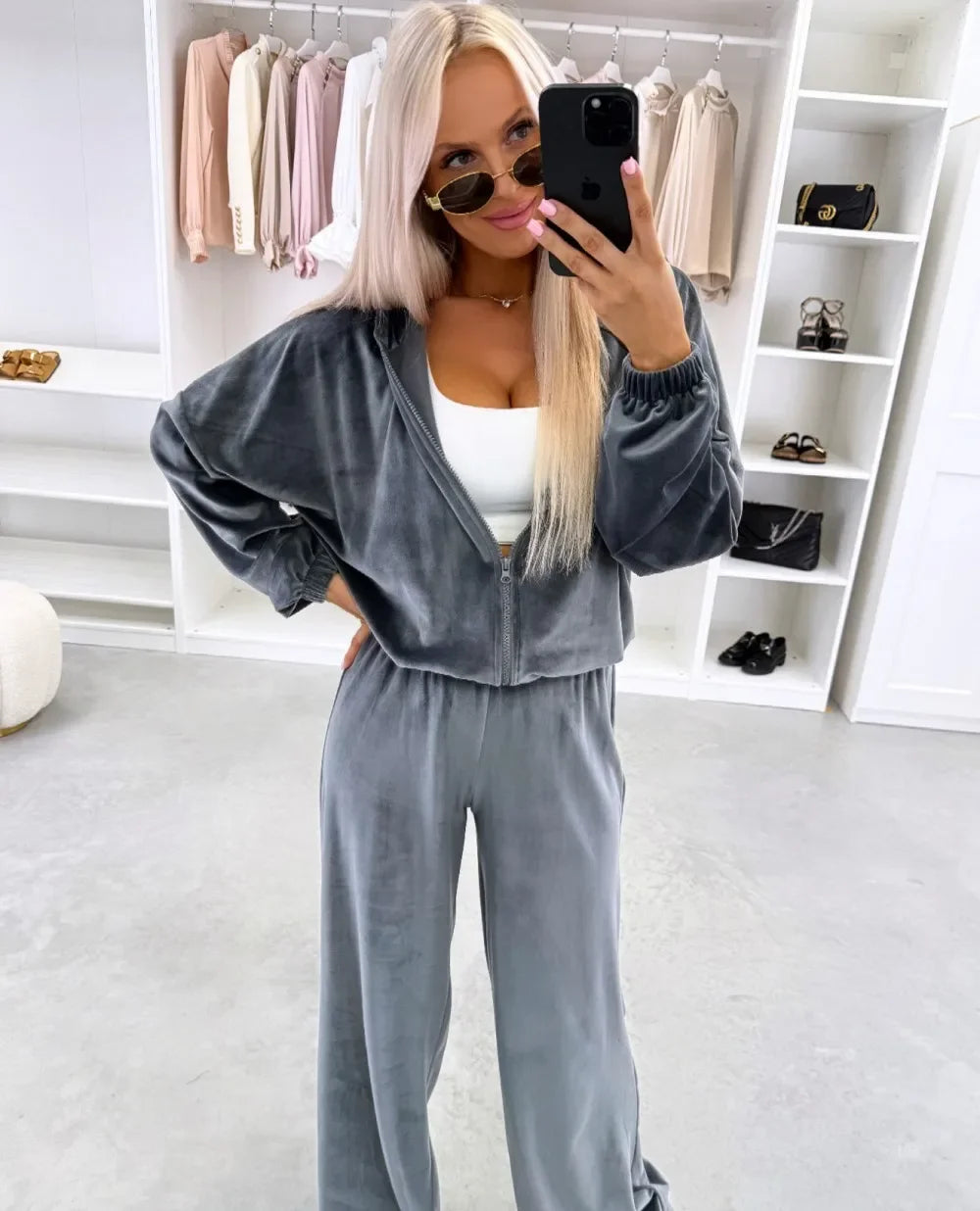 Women's  Casual Outfit™ Zipper Hooded Cardigan + Wide Leg Pants Two Piece Set
