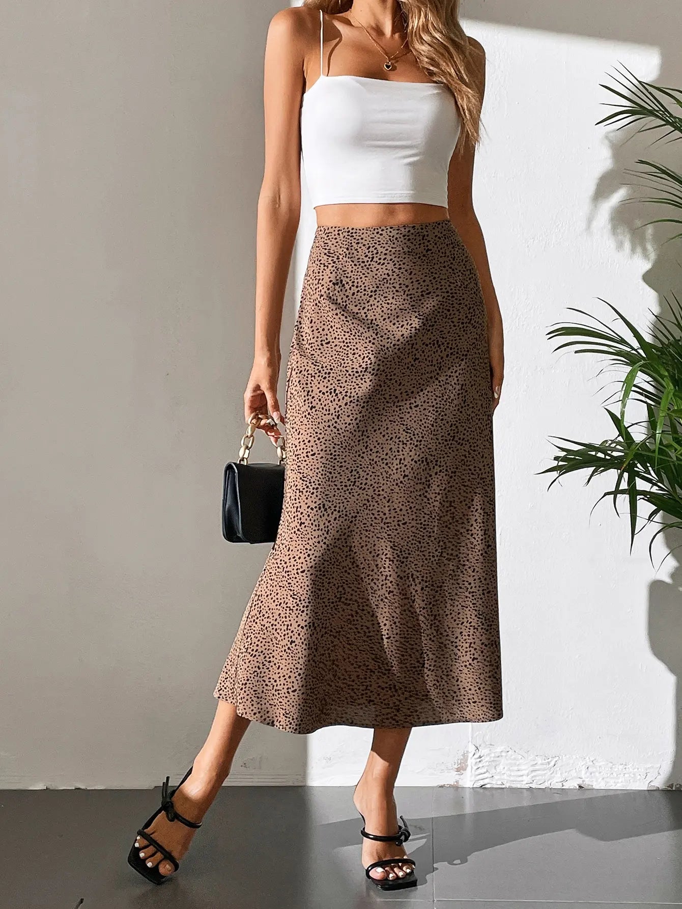 Women's Vintage Arty Print Polka Dot Leopard Skirt™ High Fanny Pack Hip A-line Straight Chiffon Skirt