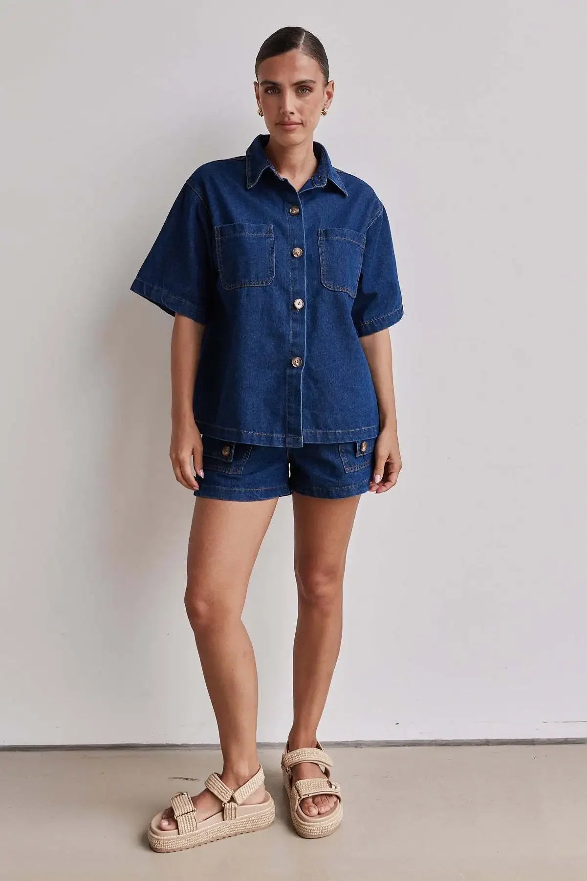 Women's Cross-Border Summer Suit™ Casual Vintage Loose-Fit Denim Shorts Suit