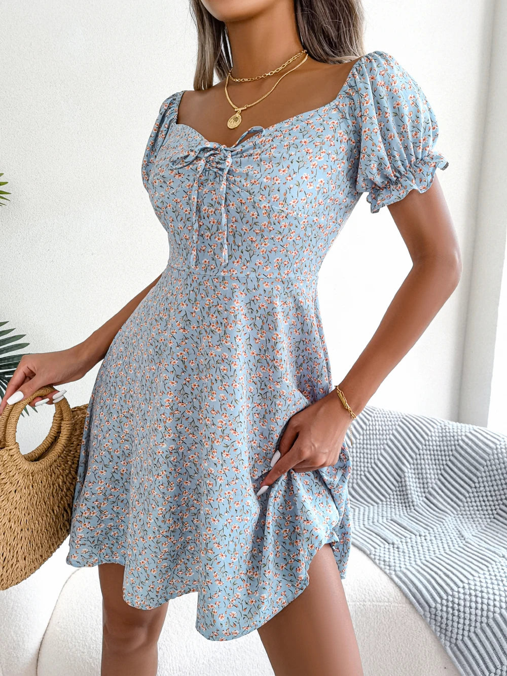 Women's Casual Ruffles Dress™ Short Sleeve Floral Print A Line Dress