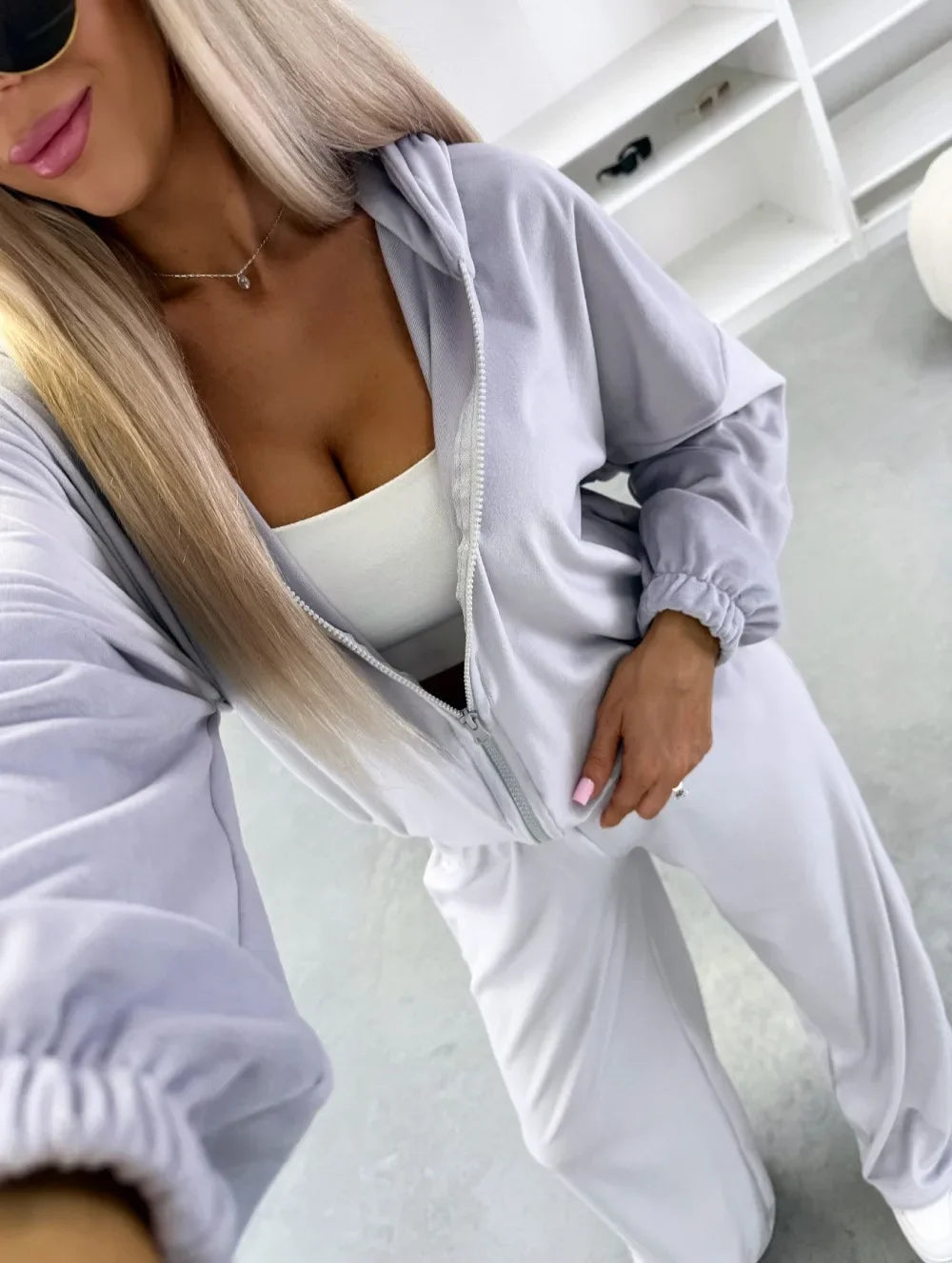 Women's  Casual Outfit™ Zipper Hooded Cardigan + Wide Leg Pants Two Piece Set
