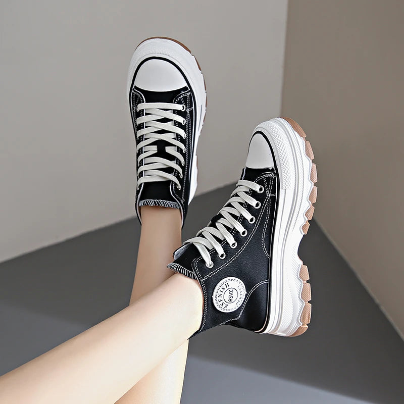 Women's Sneakers™ Lace-Up Casual Platform Height High Top Vulcanize Shoes