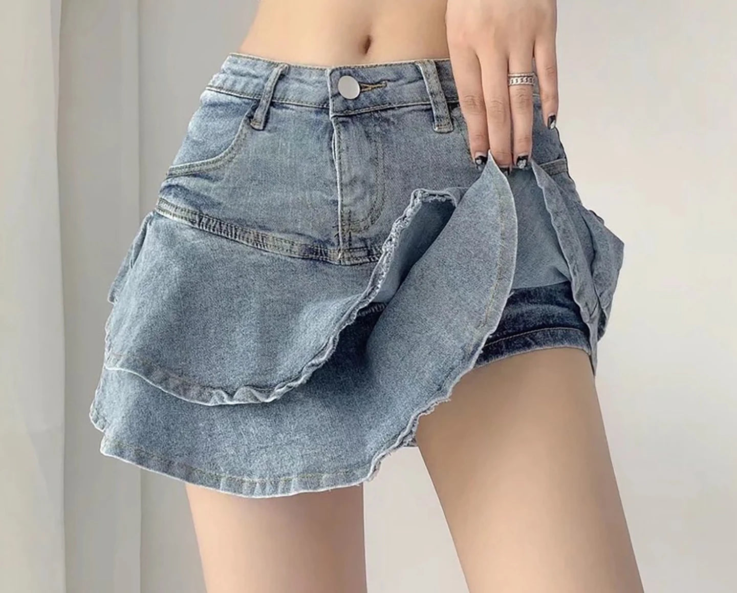 Women's Denim Skirt™ High-Waisted Double Denim Stretch Slimming A-Line Skirt