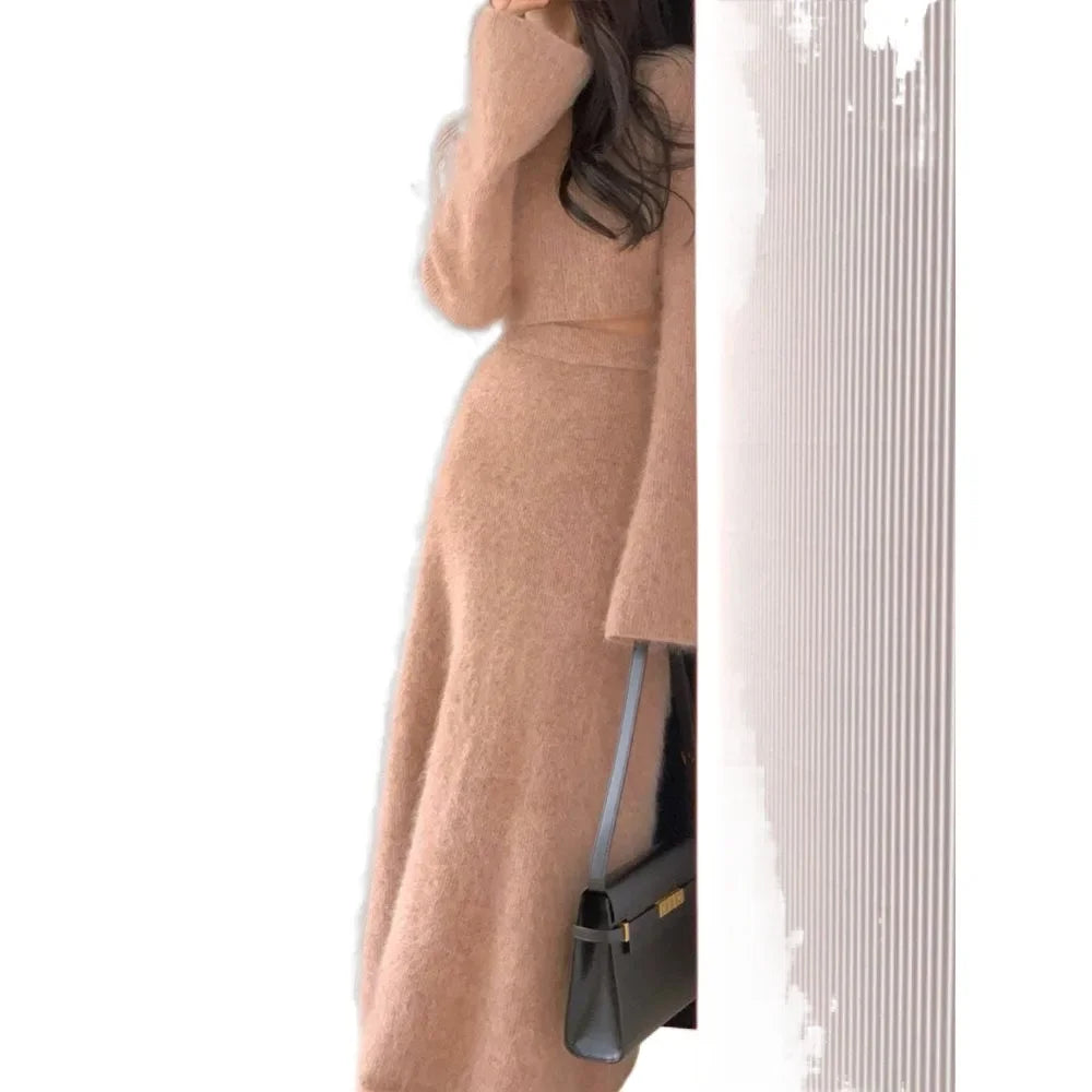 Women's Suit™ Autumn/winter High-end French Elegant Socialite Style Knit Sweater Dress Two-piece Suit