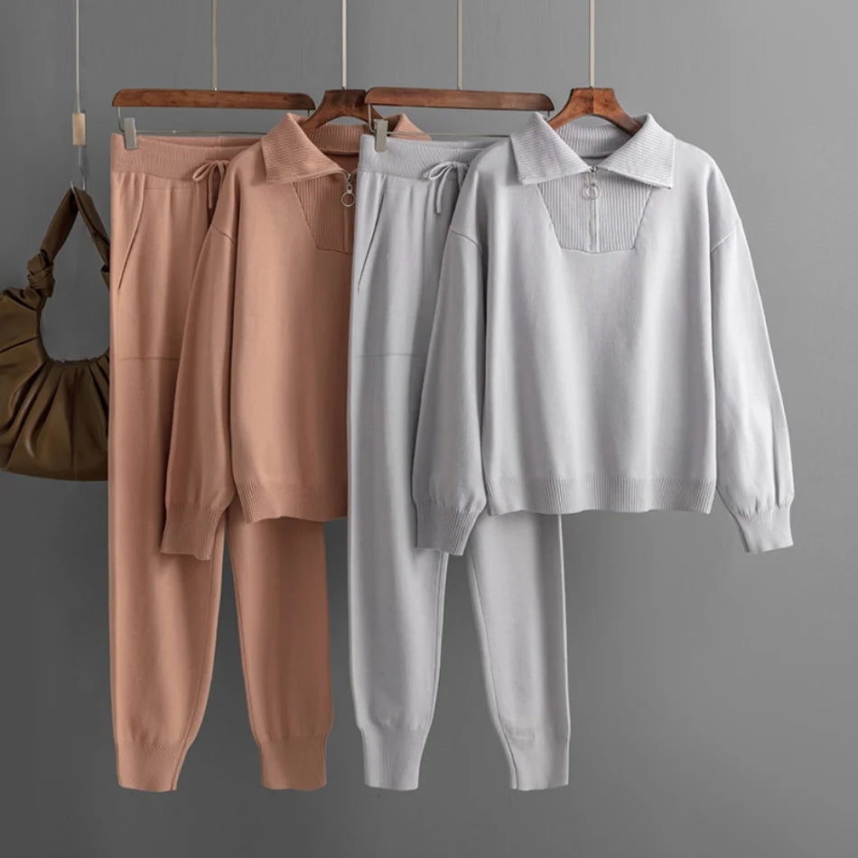 Women's Knitted Suit™ 2 Piece Sets Outfit Trouser Oversized Casual Sweaters Jogging Knitwear Tracksuit