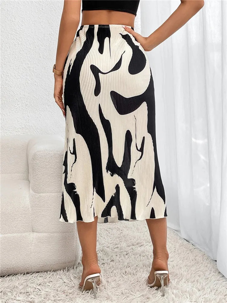 Women's Graphic Print Pleated Long Skirts™ Elastic High Waist Geometry Midi Long Skirts