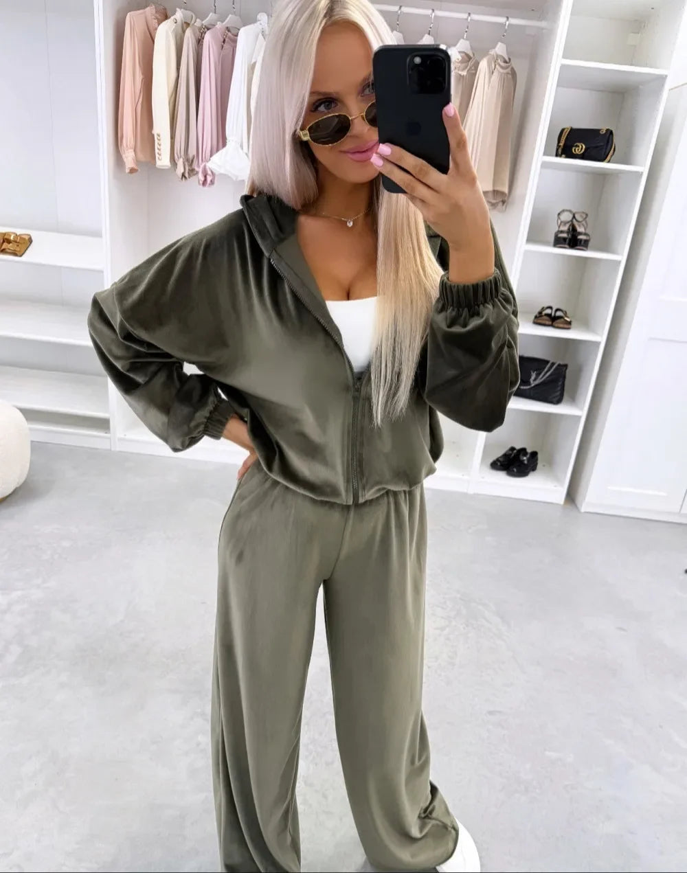 Women's  Casual Outfit™ Zipper Hooded Cardigan + Wide Leg Pants Two Piece Set