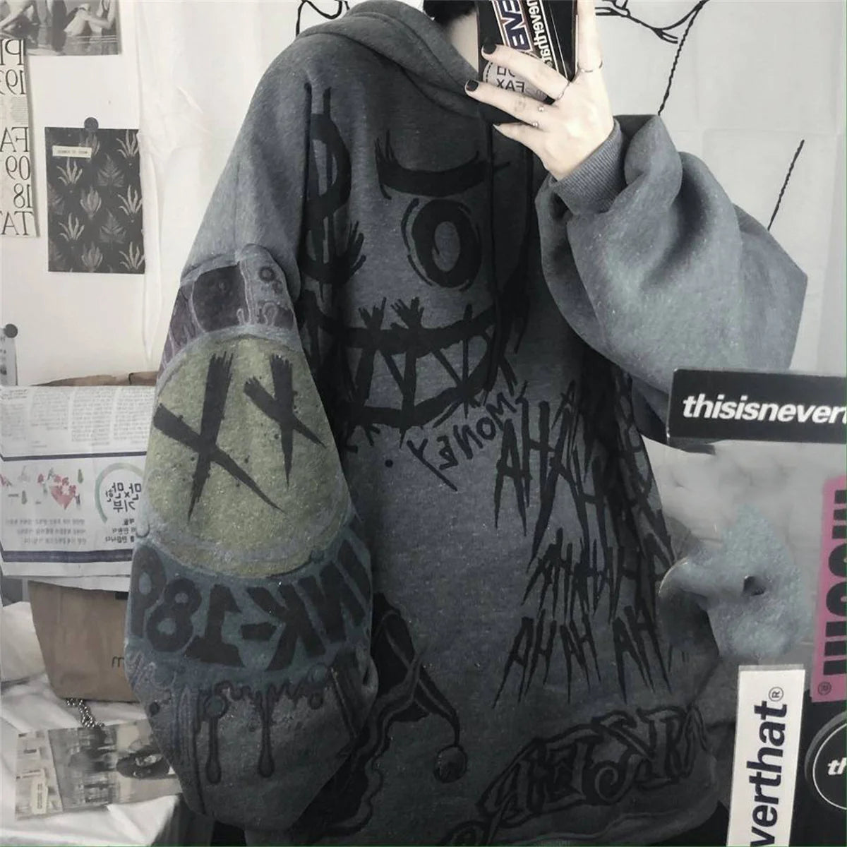 Women's Gothic Hoodie™ Japan Cartoon Hip Hop Punk Oversize Hoodie Sweatshirt