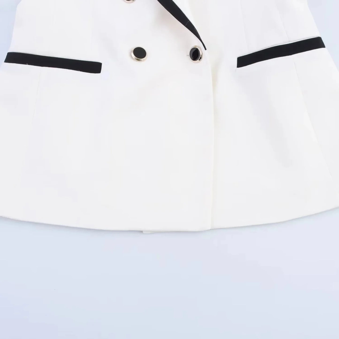 Women's Summer Suit™ TRAFZA Causal Chic Patchwork V Neck Double Breasted Vest Blazer Straight Shorts Spring Summer Sets