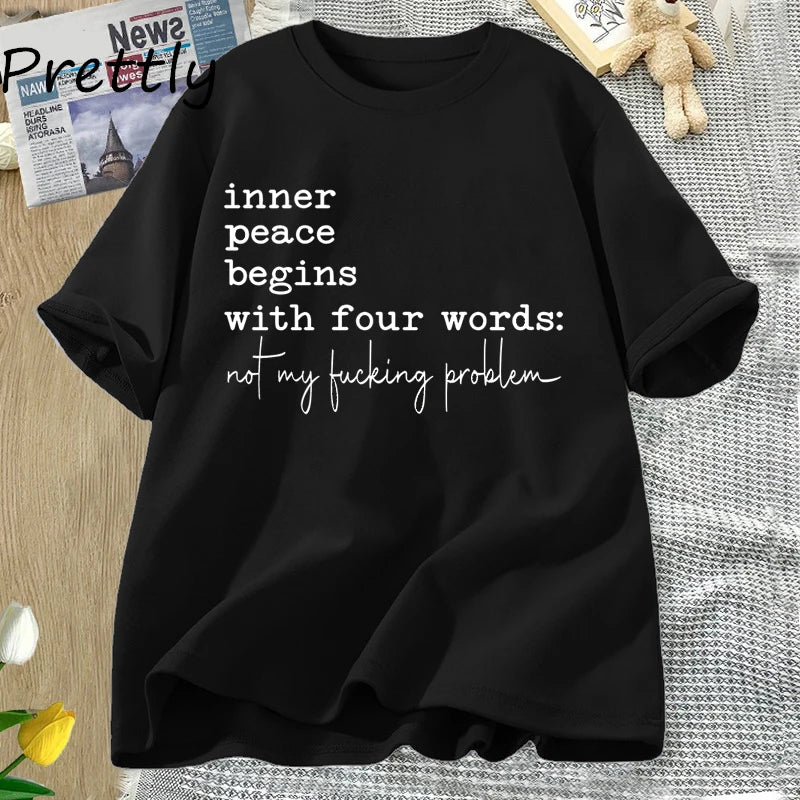 Women's Letter Printed T-shirts™ Oversize Cotton Short Sleeve T-shirt