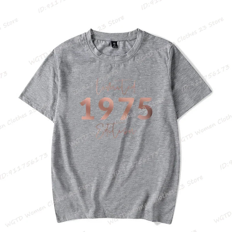 Women's Short Sleeve Crew Neck Tops™ Limited Edition 1975 Vintage Letter Print T-Shirts