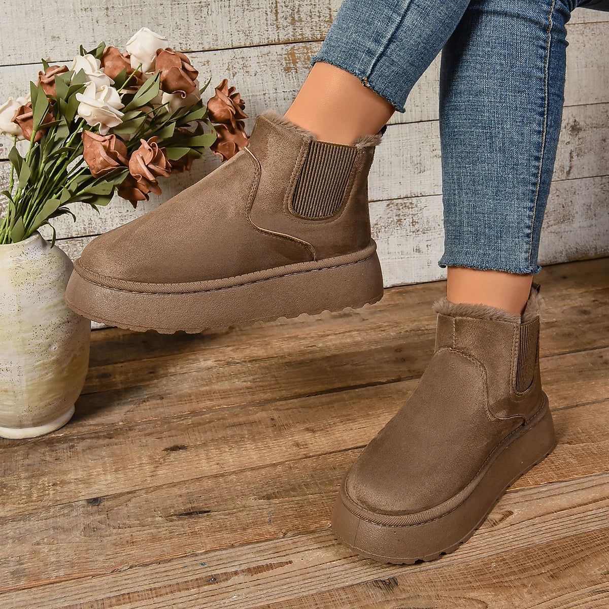 Women's Winter Short Plush Boots™ Warm Snow Suede Fur Chelsea Ankle Boots