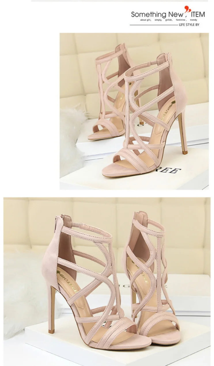 Women's High Heels™ Roman Style Velvet Hollow Out Fish Mouth Ultra High Heels