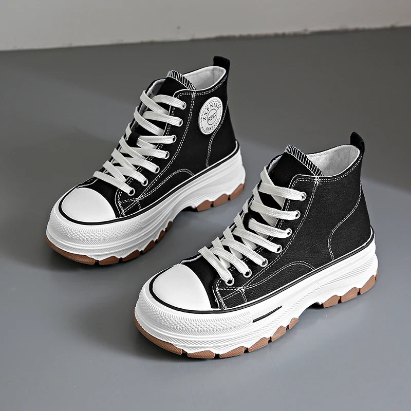 Women's Sneakers™ Lace-Up Casual Platform Height High Top Vulcanize Shoes