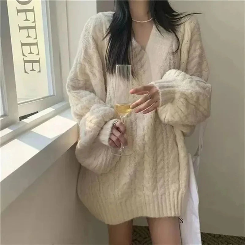 Women's Harajuku Sweater™ Oversized Korean Long Sleeve V Neck Loose Pullovers