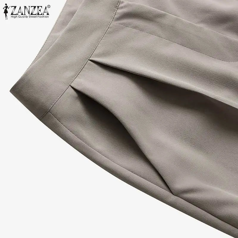 Women's Vintage Tracksuit™ ZANZEA Elegant Blazer Long Sleeve Tops Wide Leg Pants Work Suit