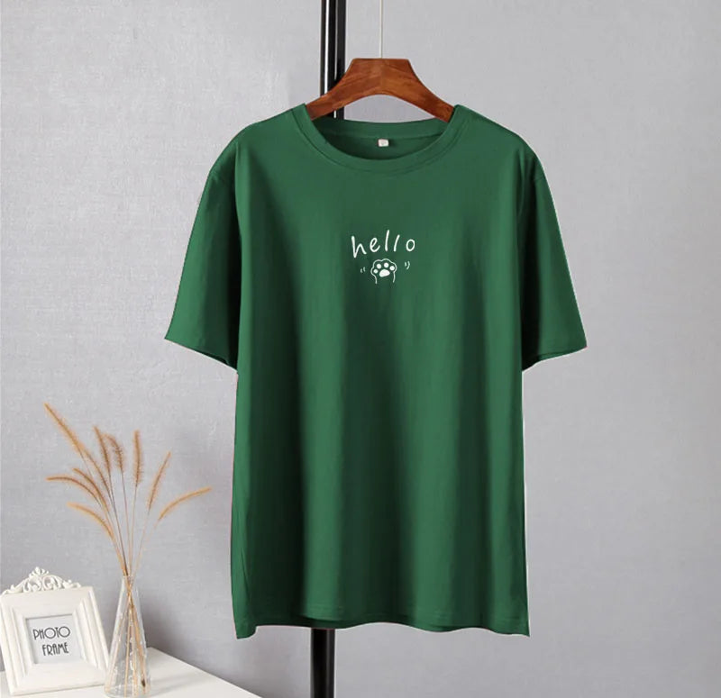 Women's Hirsionsan Graphic Printed Cotton T Shirts™ Oversized Casual Soft Short Sleeve Summer Tops