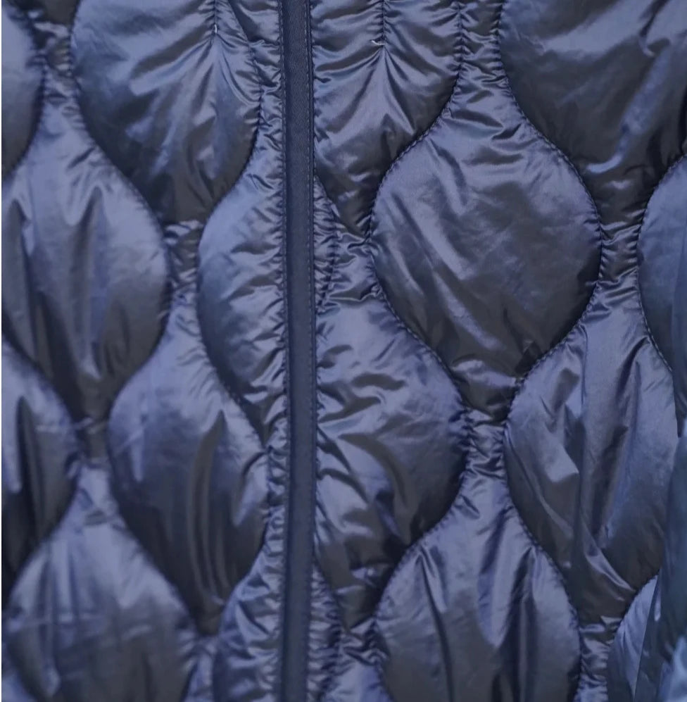 Women's Quilted Coat™ drawstring ties high neck pocket clip cotton jacket for women