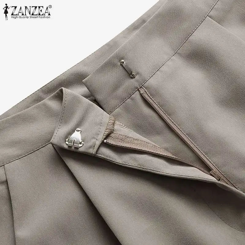 Women's Vintage Tracksuit™ ZANZEA Elegant Blazer Long Sleeve Tops Wide Leg Pants Work Suit