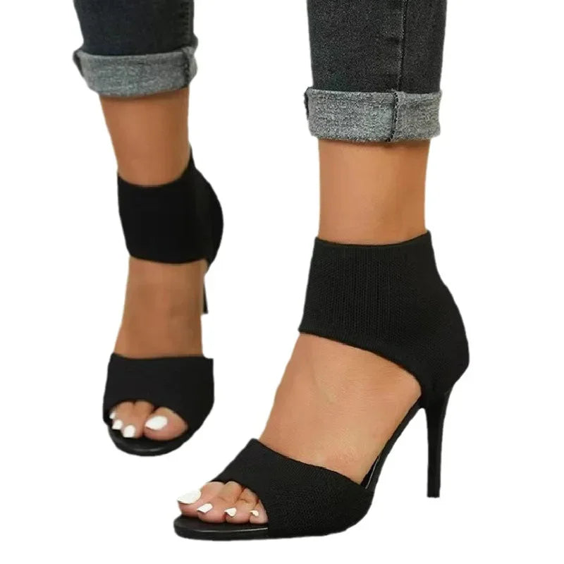 Women's High Heels™ Fish Mouth Knit Tie Back Strap Sandals