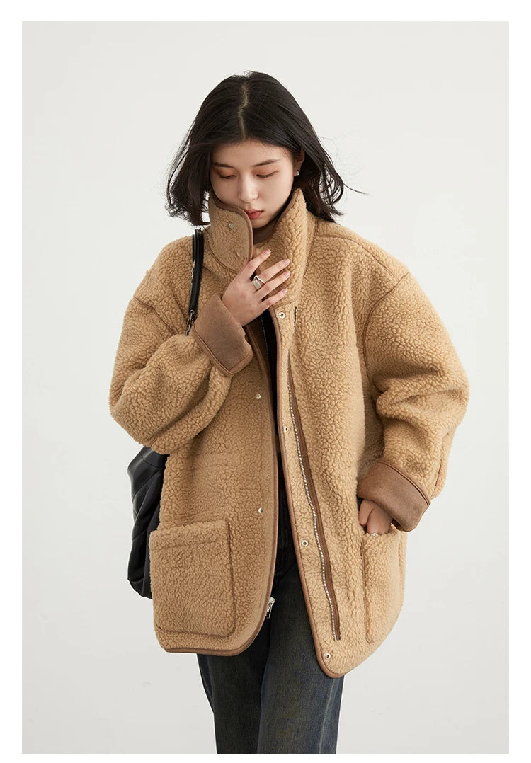 Women's Jackets™ CHIC VEN Thick Warm Solid Suede Reversible Outer Loose Coat