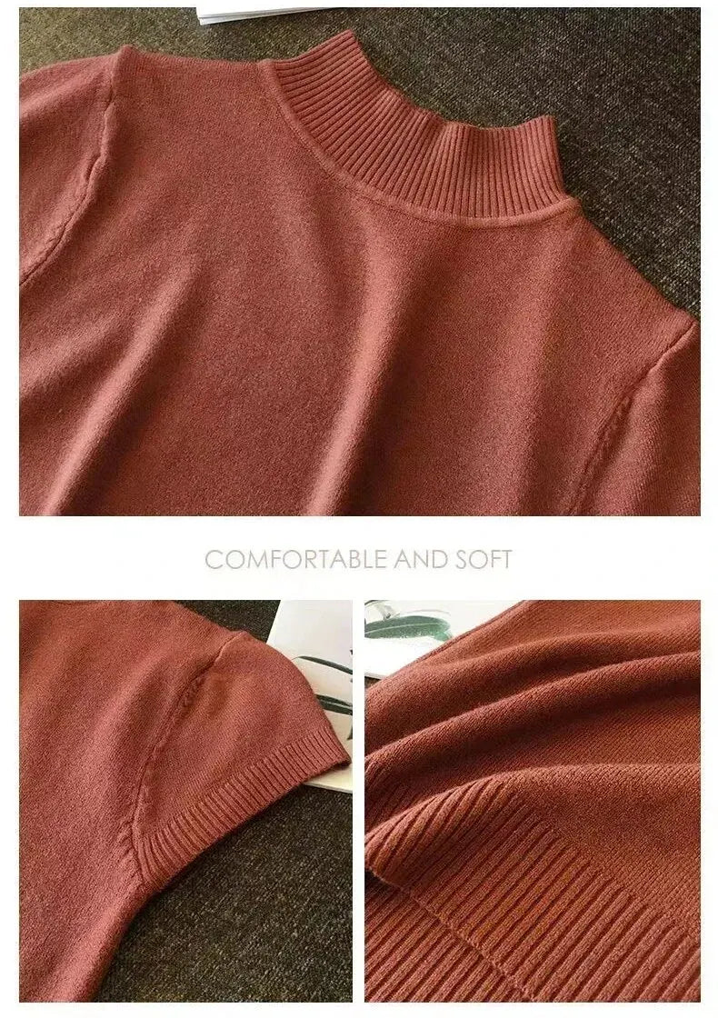 Women's Half-High Neck T-Shirt™ Casual Korean Style Elegant Tops
