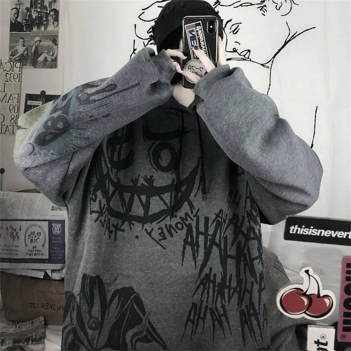 Women's Gothic Hoodie™ Japan Cartoon Hip Hop Punk Oversize Hoodie Sweatshirt