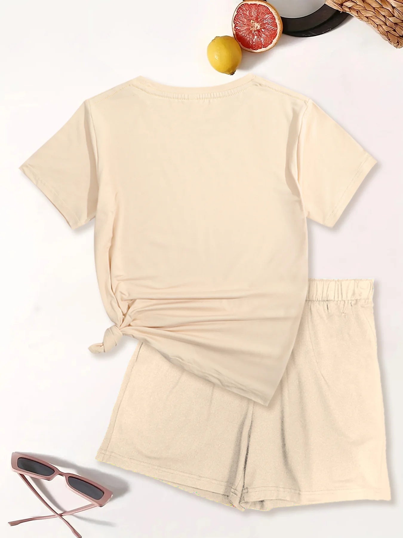 Women's Summer pattern printed shirt & shorts set™ loose round neck short sleeved T-shirt shorts two-piece set