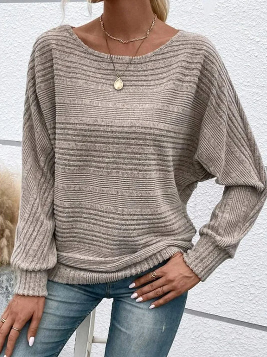 Women's Sweater™ Comfortable Loose Long Sleeve Round Collar Splicing Head Pullover