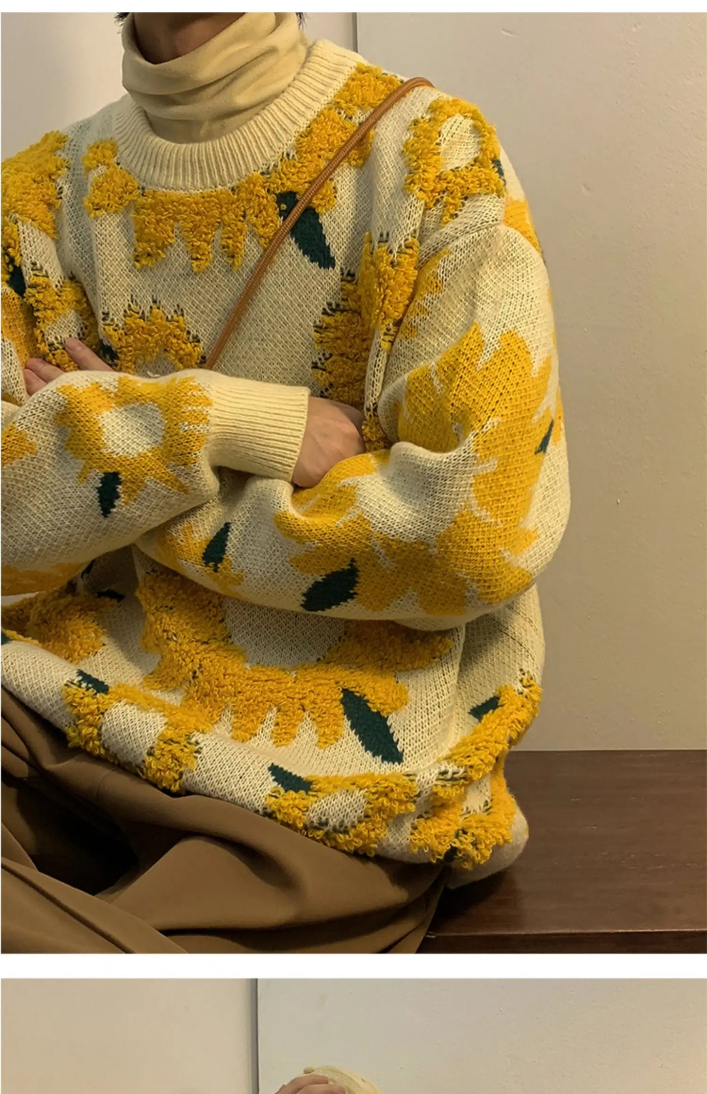 Men's Flocking Floral Sweater™ Baggy Spring Autumn Japanese Style Retro Knitwear