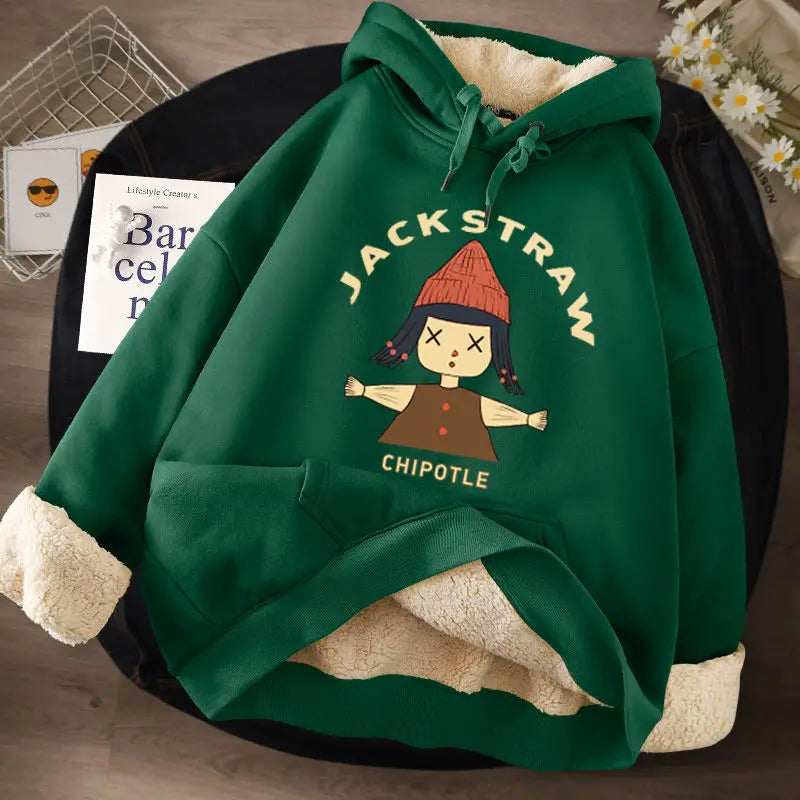 Women's Lamb Wool Pullovers™ Velvet Cartoon Hoodies