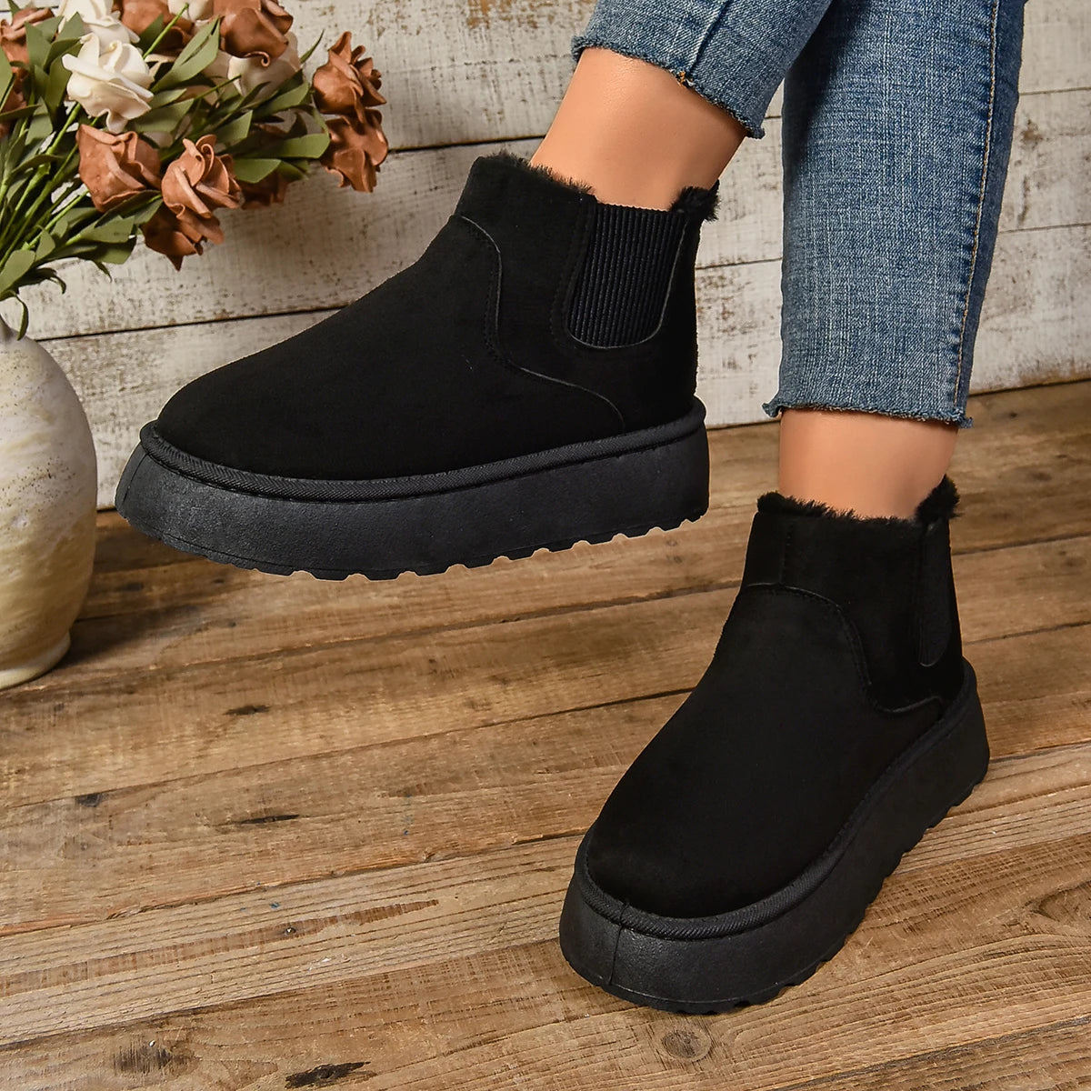 Women's Winter Short Plush Boots™ Warm Snow Suede Fur Chelsea Ankle Boots
