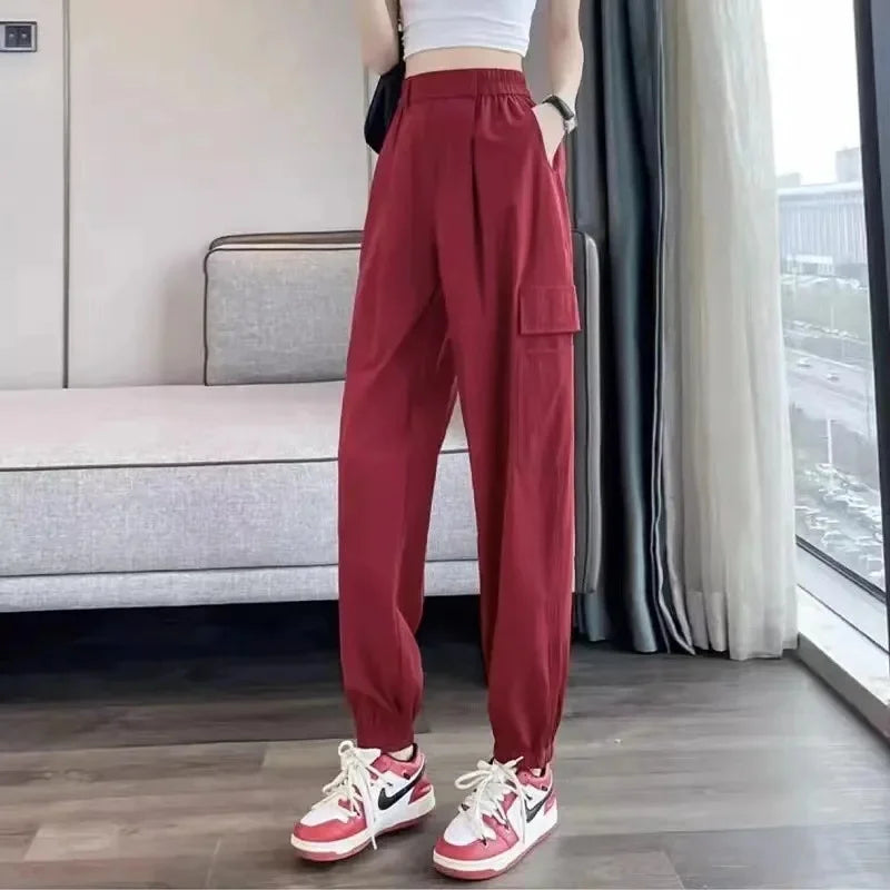 Women's Thin High Waist Cargo Pants™ Long Drapey Quick Dry Trousers