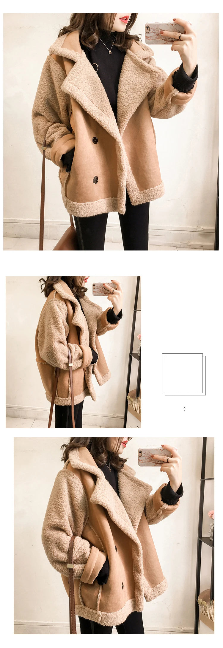 Woman's Lamb Wool Plush™ Shearling Long Sleeve Casual American Retro Short Jacket