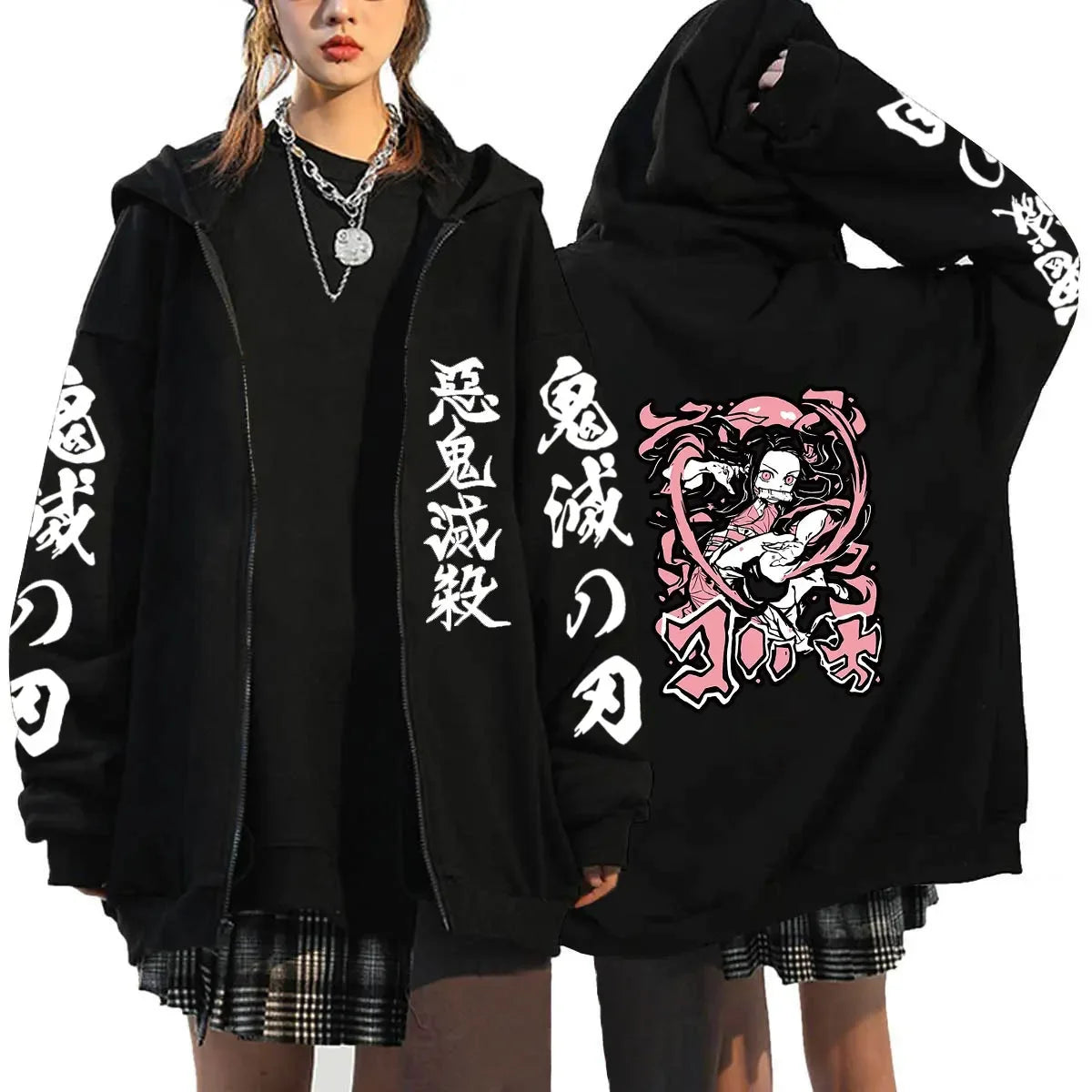 Women's Demon Slayer Zipper Hoodies™ Anime Oversized Full Zip Hoody