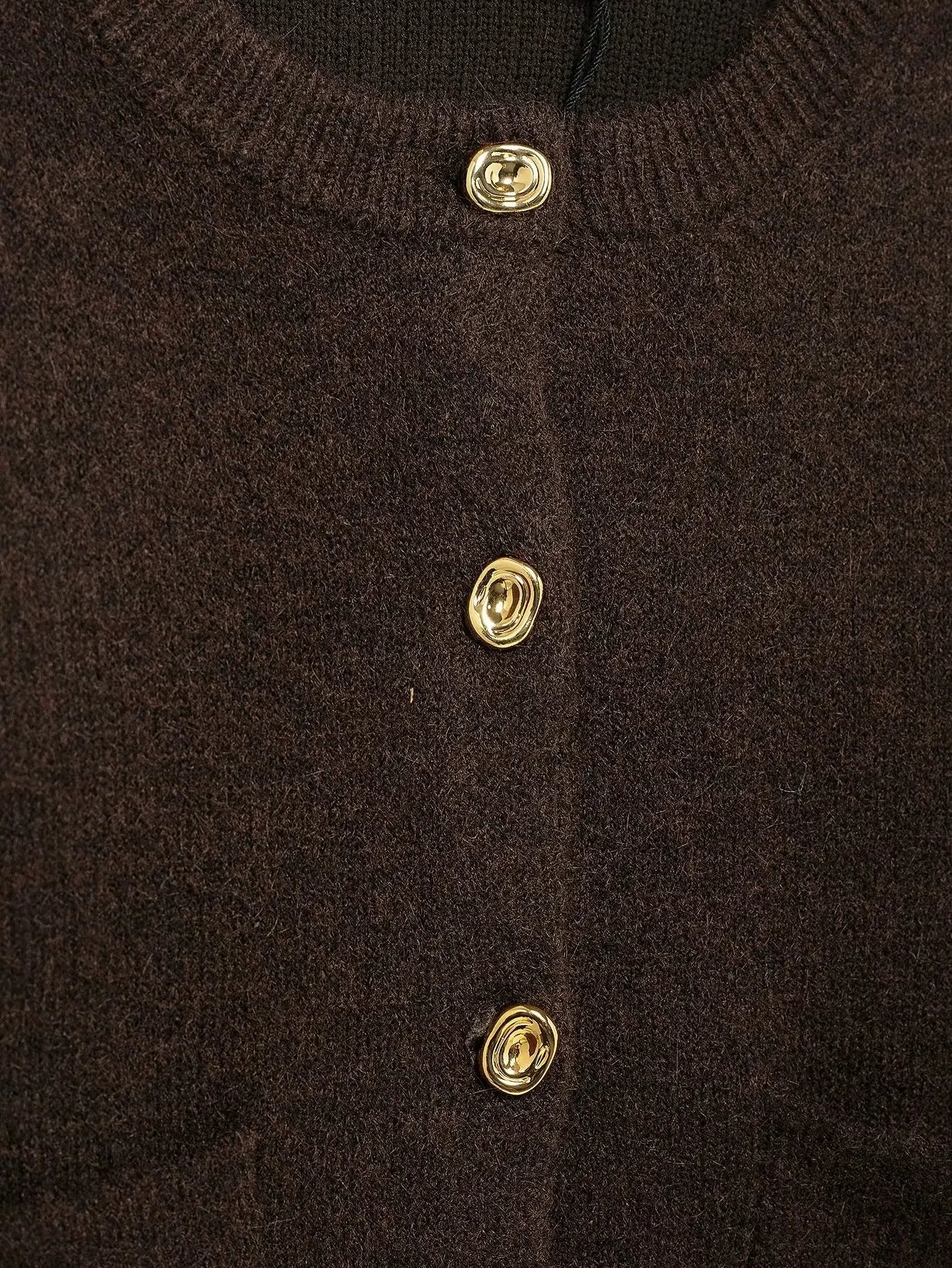 TRAFZA Women's Knitted Brown Suit™ Buttons Pocket Cardigan Sweater and  Elastic Waist Slim Mini Skirt