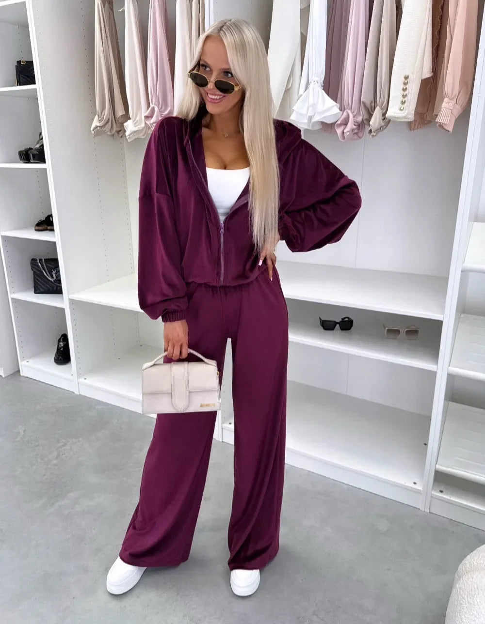 Women's  Casual Outfit™ Zipper Hooded Cardigan + Wide Leg Pants Two Piece Set