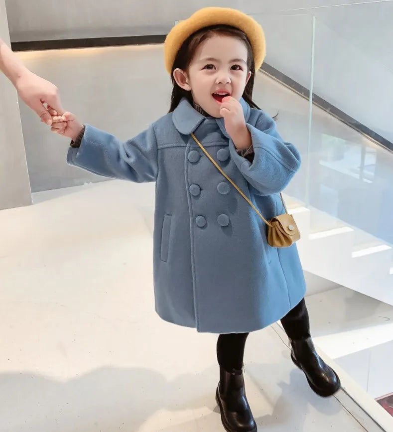 Girl's Long Cotton Coat™ Korean Style Thickened Double-breasted Jacket