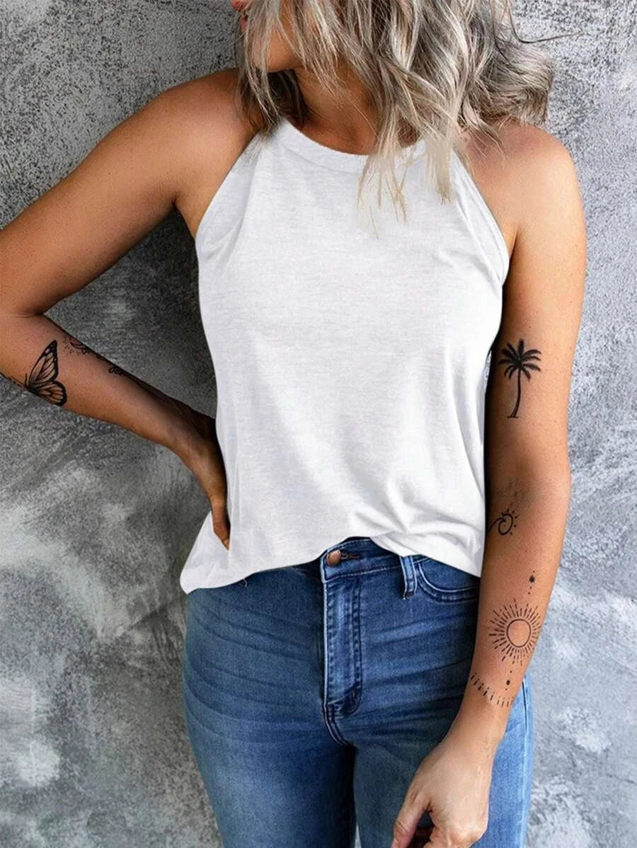 Women's Summer Sleeveless Halter T-Shirts™ Crew Neck Workout Tank Tops