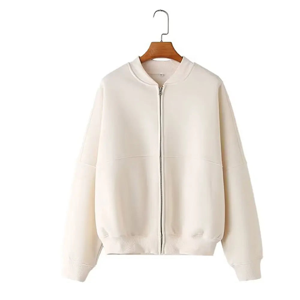 TRAFZA Women's Suits™ Retro Zip Bomber Jacket Sweatshirt and High Waist Lace Up Wide Leg Pants