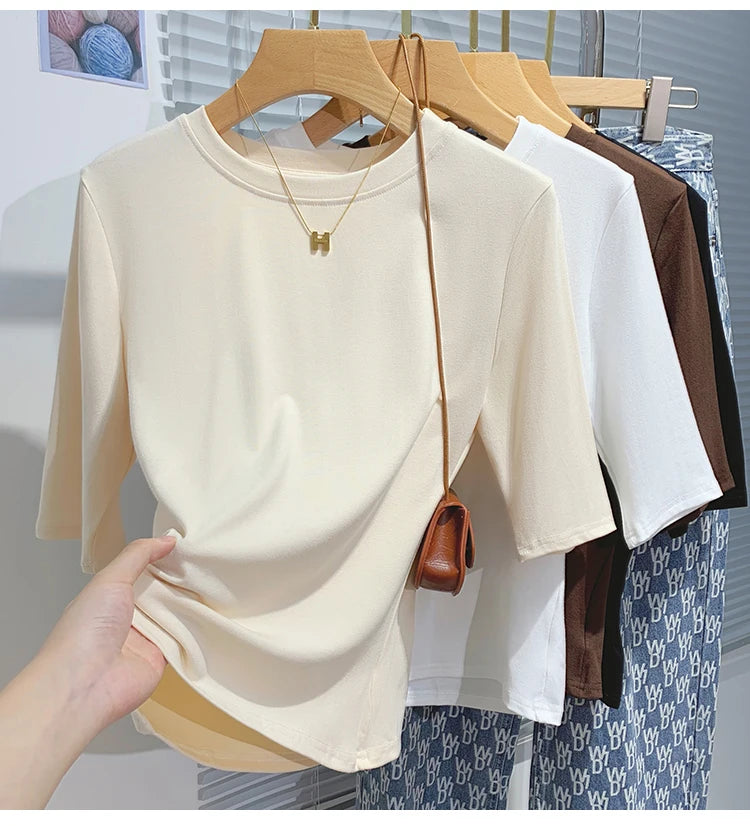 Women's T-shirt™ AOSSVIAO Summer Cotton Crew Neck Short Sleeve Tops Shirts