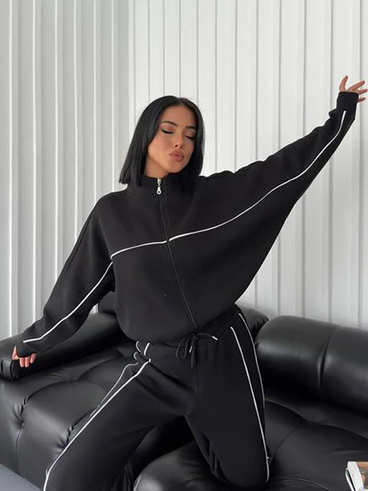 Women's Suit™ 2 Piece Outfits Long Sleeve Zip Up Jacket Jogger Sweatpants Tracksuit