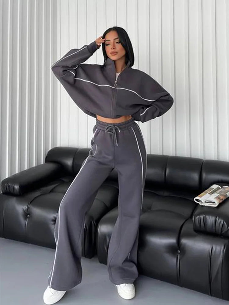 Women's Suit™ 2 Piece Outfits Long Sleeve Zip Up Jacket Jogger Sweatpants Tracksuit