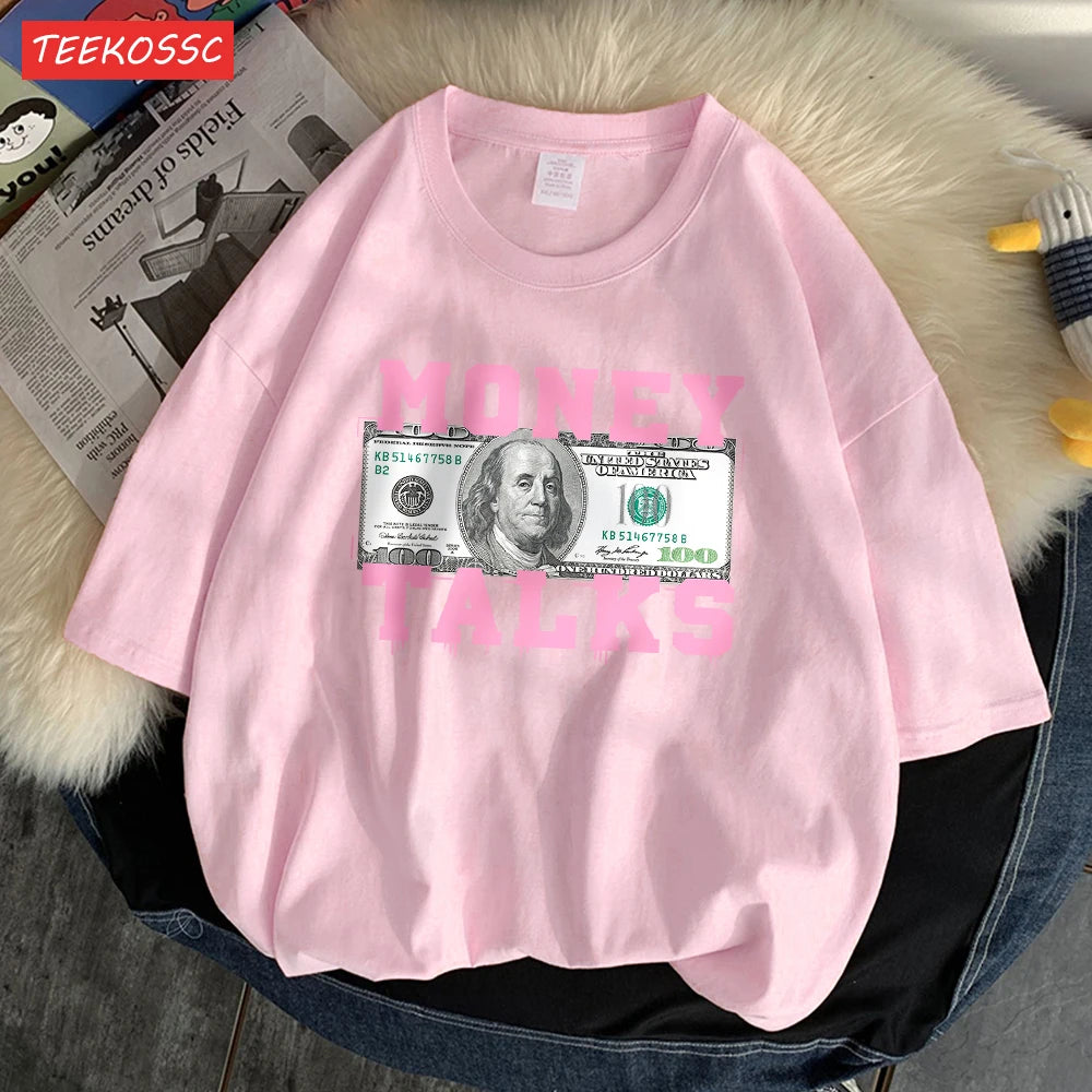 Women's T-Shirt™ Money Talks Us Dollar Short Sleeve T Shirts