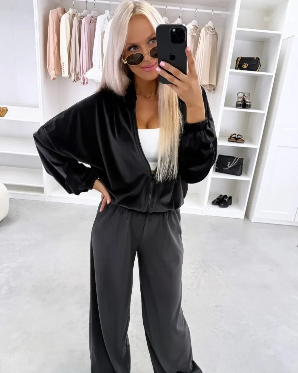 Women's  Casual Outfit™ Zipper Hooded Cardigan + Wide Leg Pants Two Piece Set